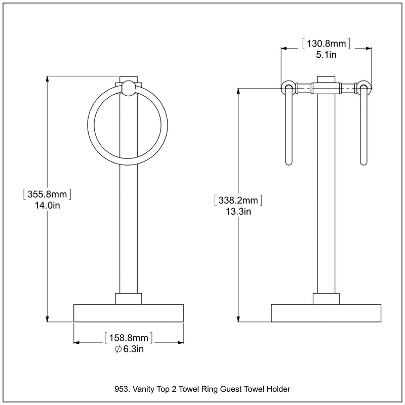 Vanity Top 2 Towel Ring Guest Towel Valet