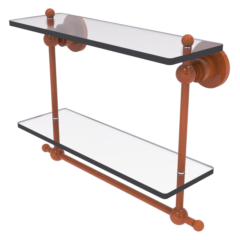 Astor Place Collection Two Tiered Glass Shelf with Integrated Towel Bar