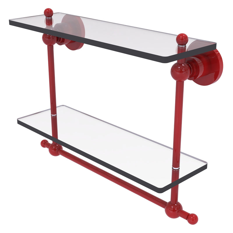 Astor Place Collection Two Tiered Glass Shelf with Integrated Towel Bar