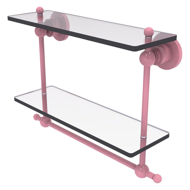 Astor Place Collection Two Tiered Glass Shelf with Integrated Towel Bar