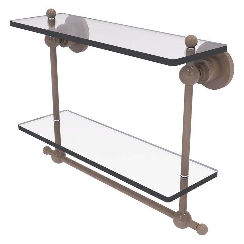 Astor Place Collection Two Tiered Glass Shelf with Integrated Towel Bar