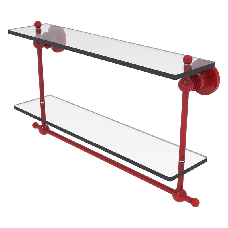 Astor Place Collection Two Tiered Glass Shelf with Integrated Towel Bar