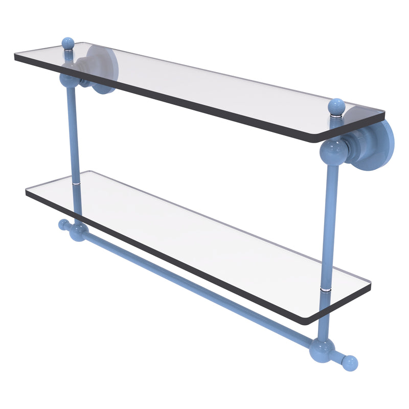 Astor Place Collection Two Tiered Glass Shelf with Integrated Towel Bar