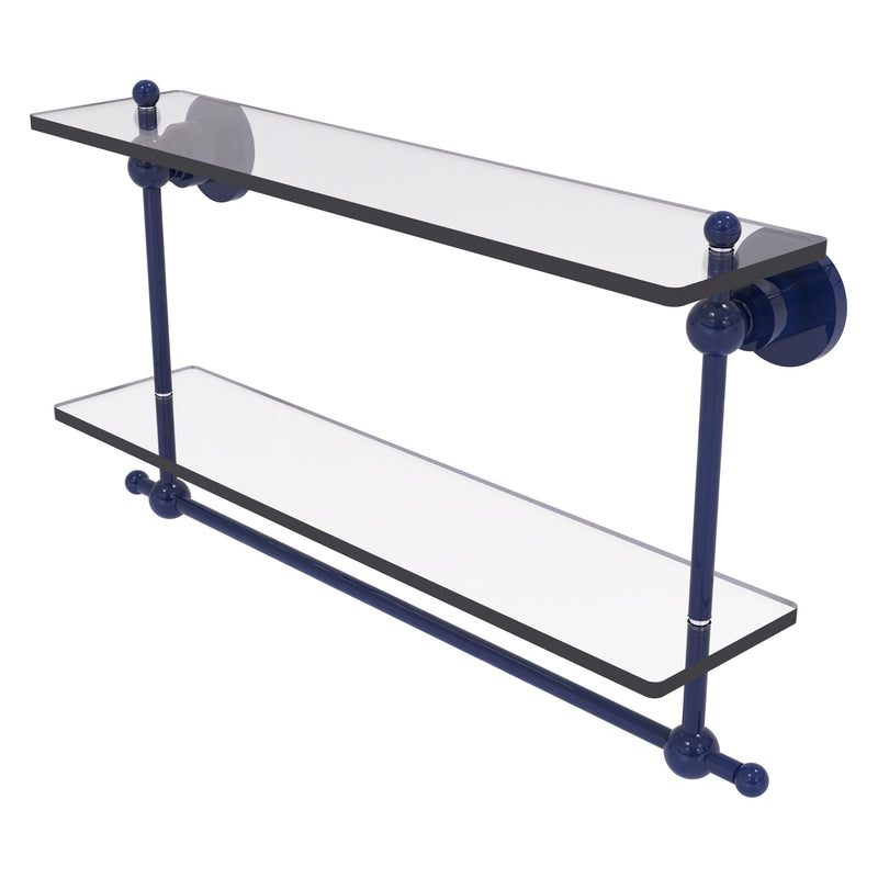 Astor Place Collection Two Tiered Glass Shelf with Integrated Towel Bar