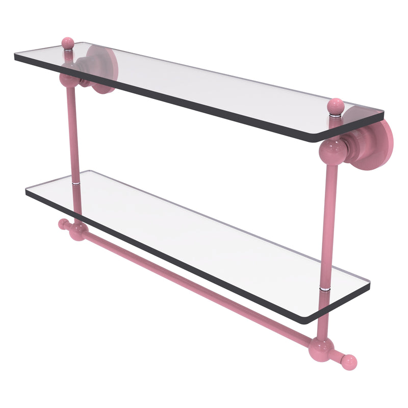 Astor Place Collection Two Tiered Glass Shelf with Integrated Towel Bar