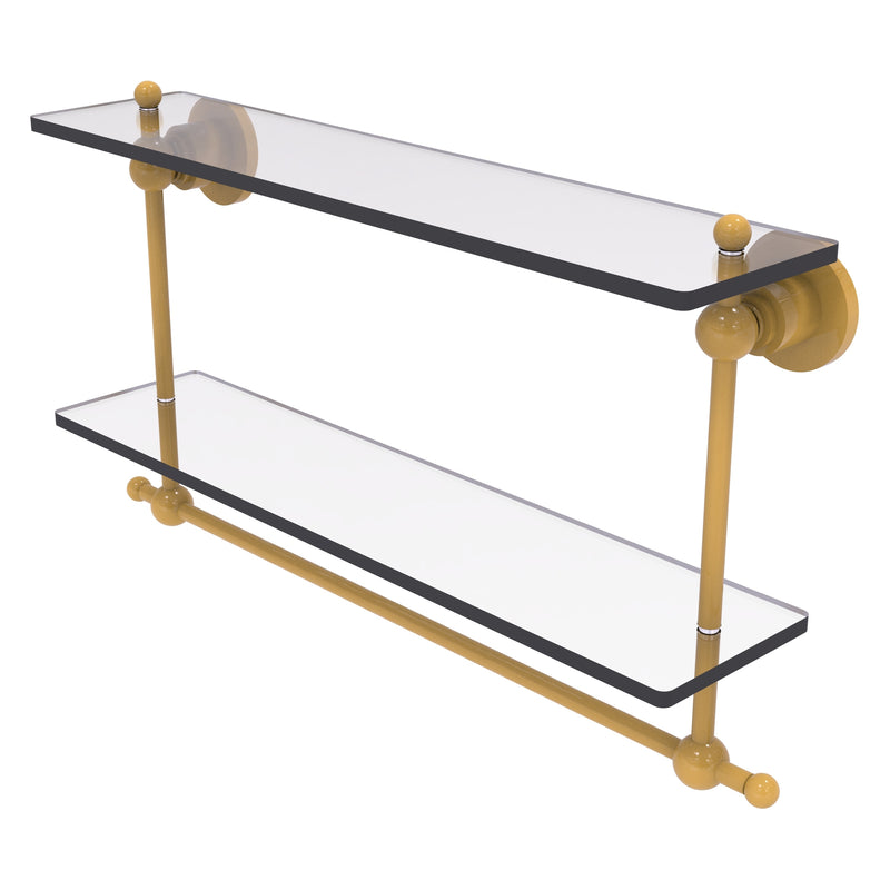 Astor Place Collection Two Tiered Glass Shelf with Integrated Towel Bar