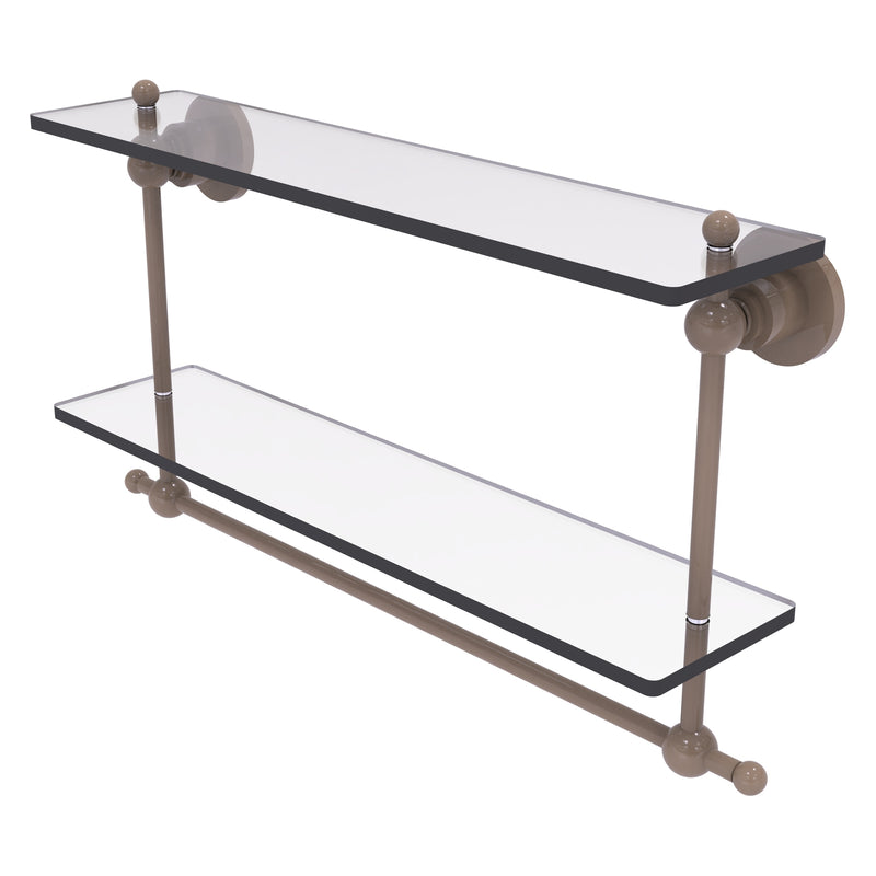 Astor Place Collection Two Tiered Glass Shelf with Integrated Towel Bar