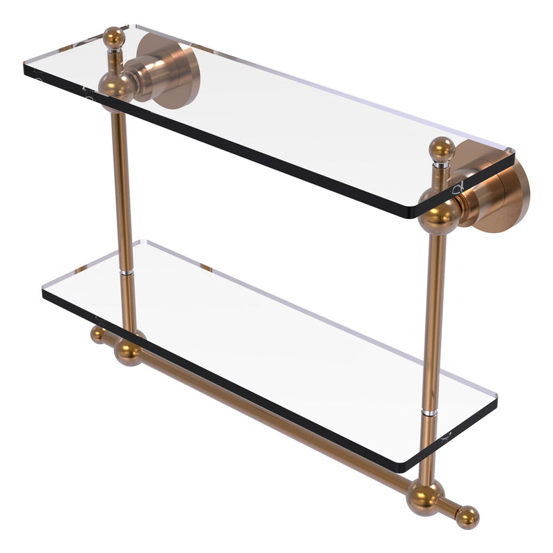 Astor Place Collection Two Tiered Glass Shelf with Integrated Towel Bar