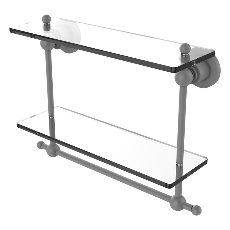 Astor Place Collection Two Tiered Glass Shelf with Integrated Towel Bar