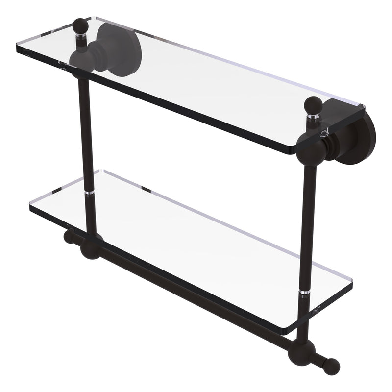 Astor Place Collection Two Tiered Glass Shelf with Integrated Towel Bar