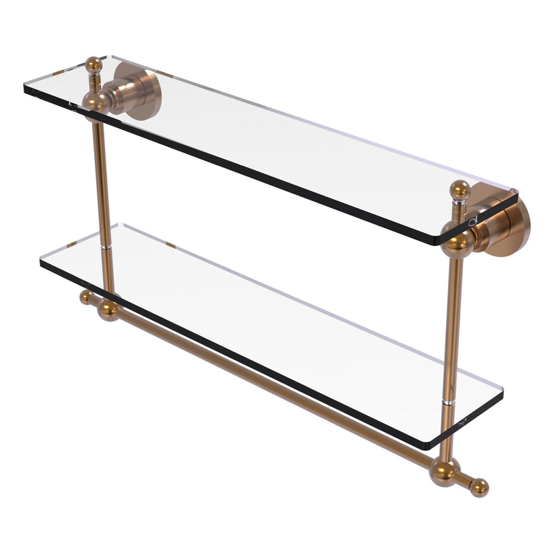 Astor Place Collection Two Tiered Glass Shelf with Integrated Towel Bar