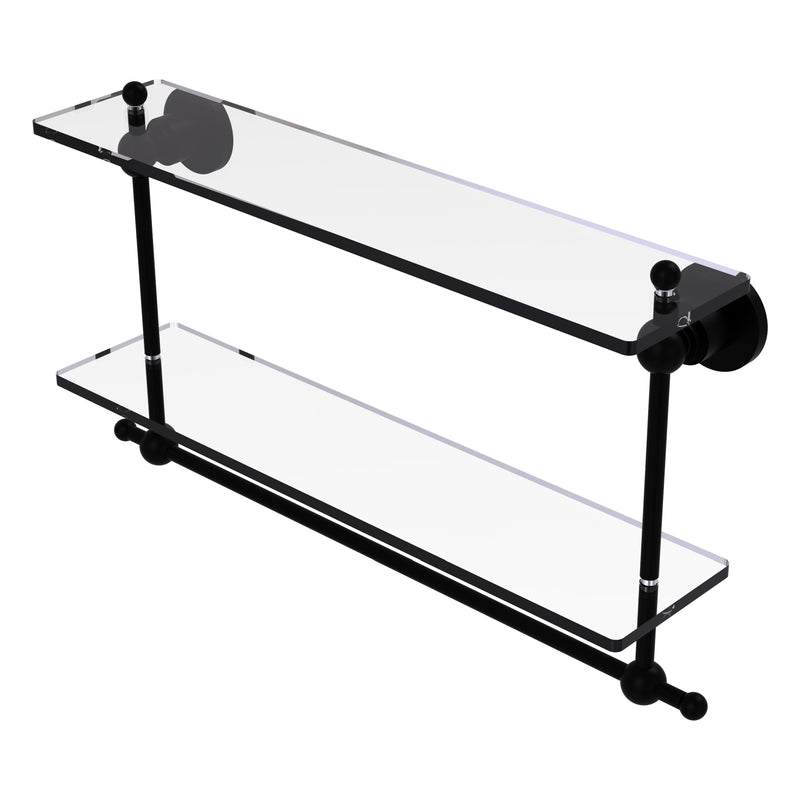 Astor Place Collection Two Tiered Glass Shelf with Integrated Towel Bar