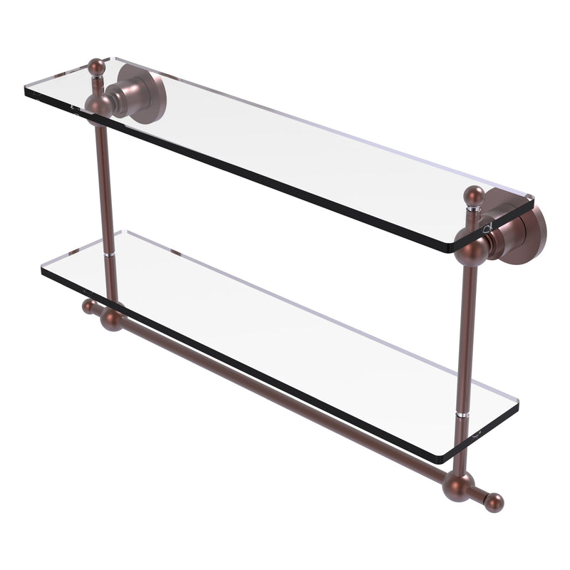 Astor Place Collection Two Tiered Glass Shelf with Integrated Towel Bar