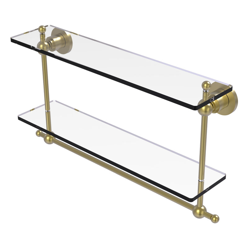 Astor Place Collection Two Tiered Glass Shelf with Integrated Towel Bar