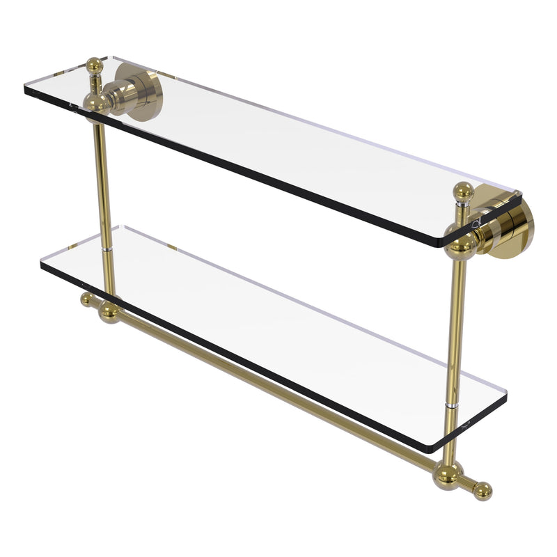 Astor Place Collection Two Tiered Glass Shelf with Integrated Towel Bar