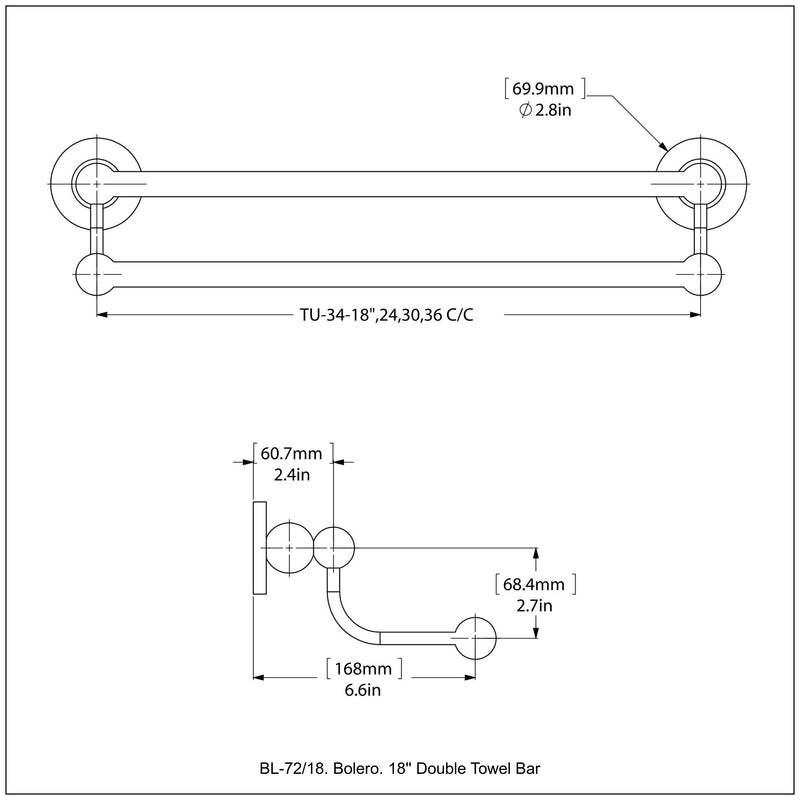 Bolero Collection Double Towel Bar