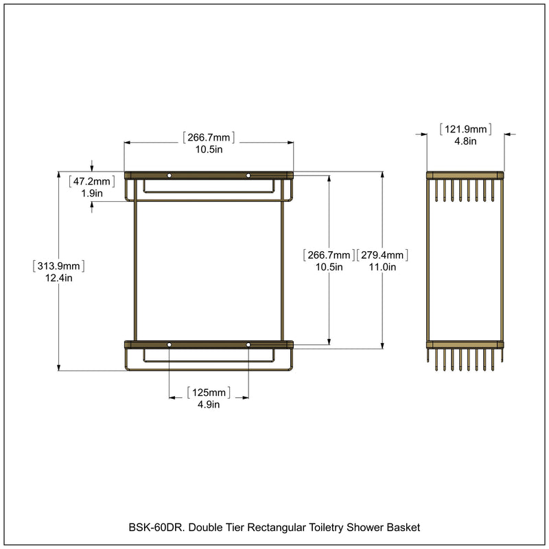 Double Tier Rectangular Toiletry Shower Basket