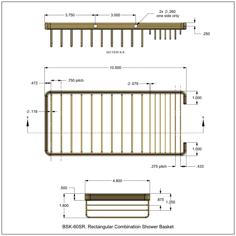 Rectangular Combination Shower Basket