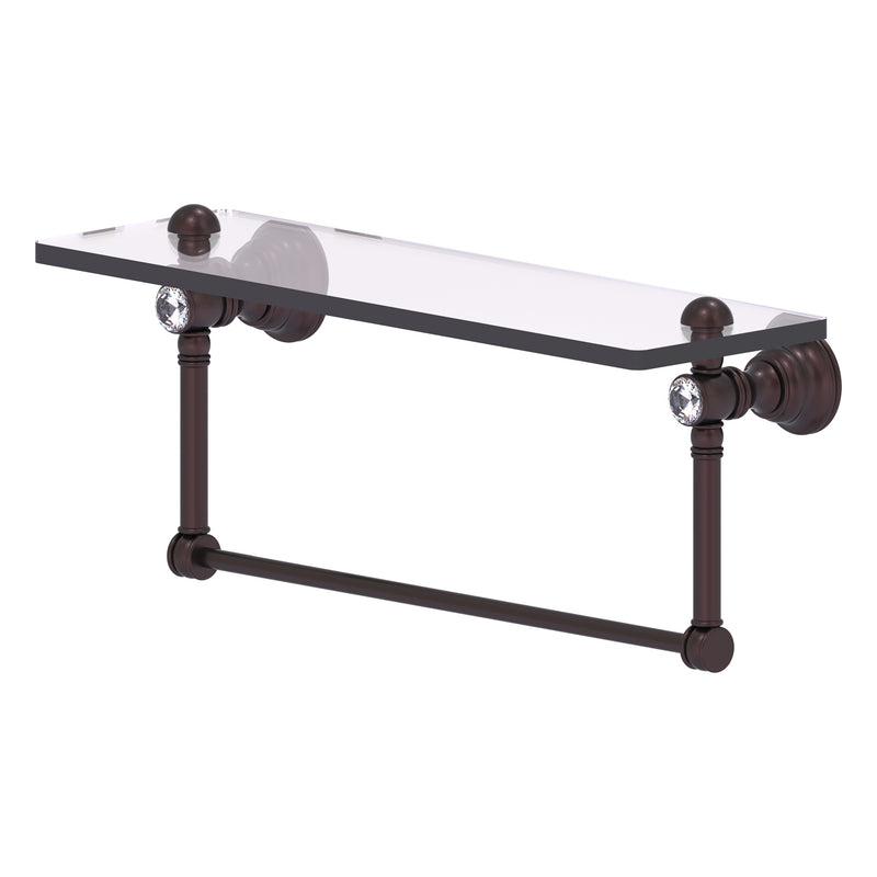 Carolina Crystal Collection Glass Shelf with Integrated Towel Bar