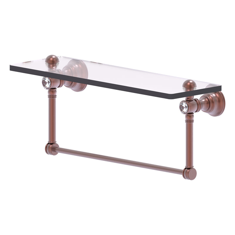 Carolina Crystal Collection Glass Shelf with Integrated Towel Bar