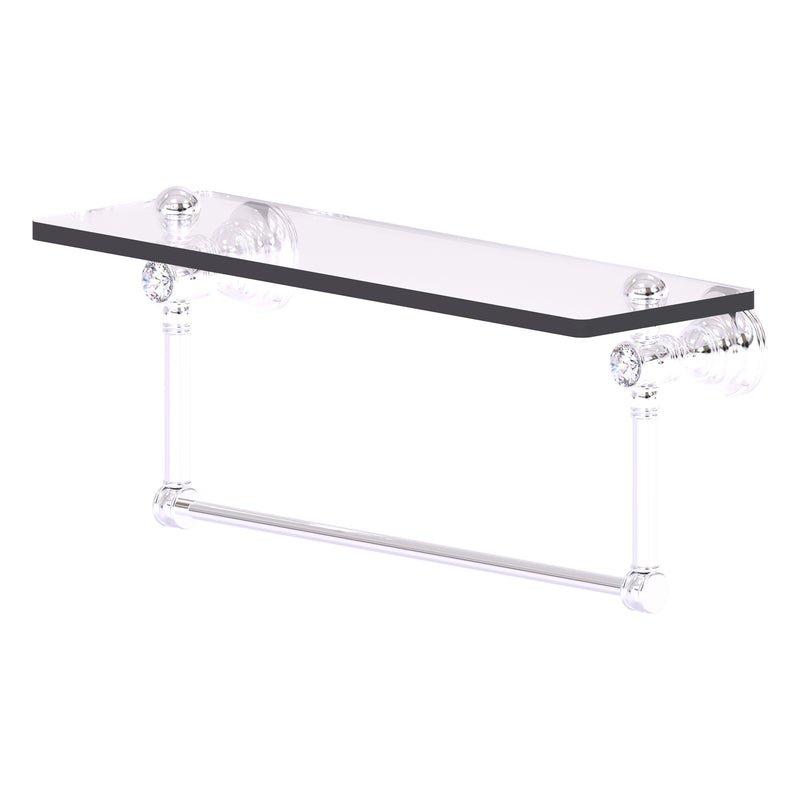 Carolina Crystal Collection Glass Shelf with Integrated Towel Bar