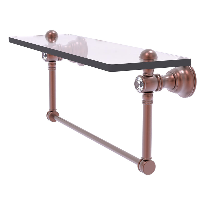 Carolina Crystal Collection Glass Shelf with Integrated Towel Bar