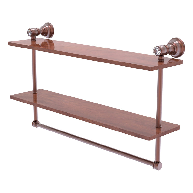 Carolina Crystal Collection Double Wood Shelf with Towel Bar