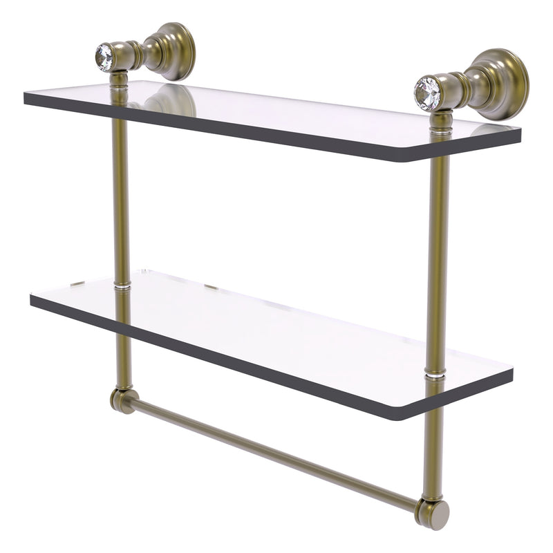 Carolina Crystal Collection Double Glass Shelf with Towel Bar