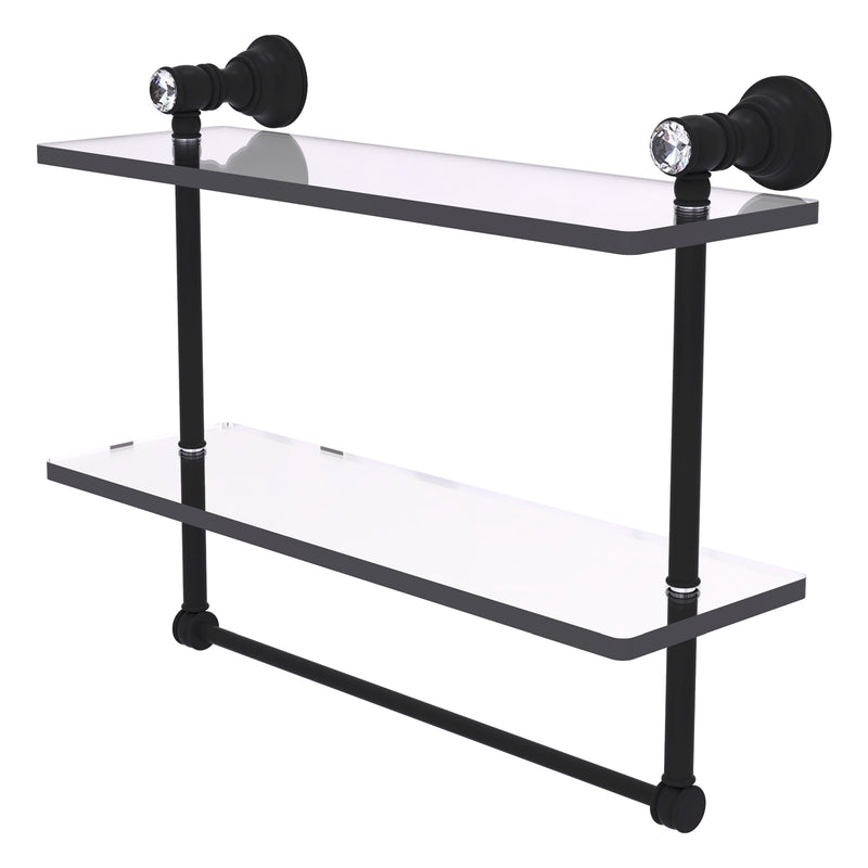 Carolina Crystal Collection Double Glass Shelf with Towel Bar