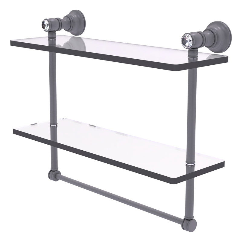 Carolina Crystal Collection Double Glass Shelf with Towel Bar