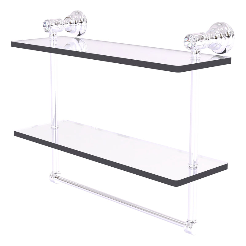 Carolina Crystal Collection Double Glass Shelf with Towel Bar