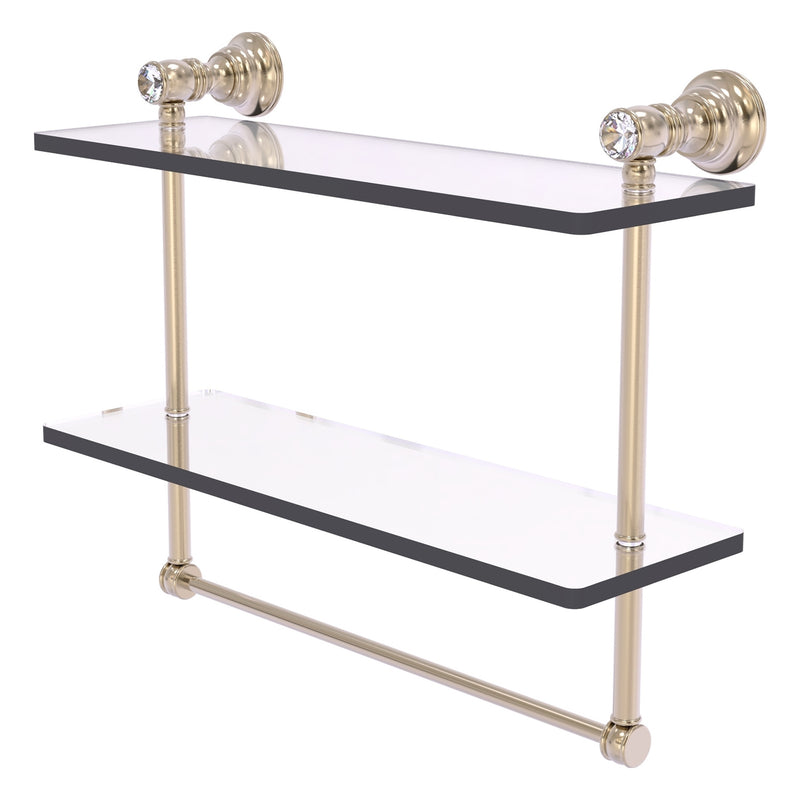 Carolina Crystal Collection Double Glass Shelf with Towel Bar