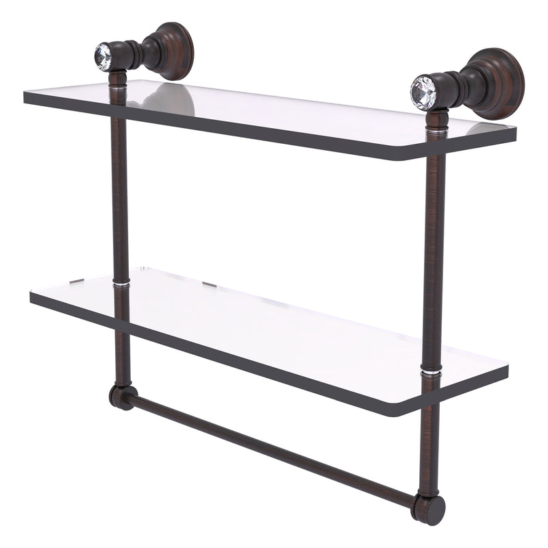 Carolina Crystal Collection Double Glass Shelf with Towel Bar