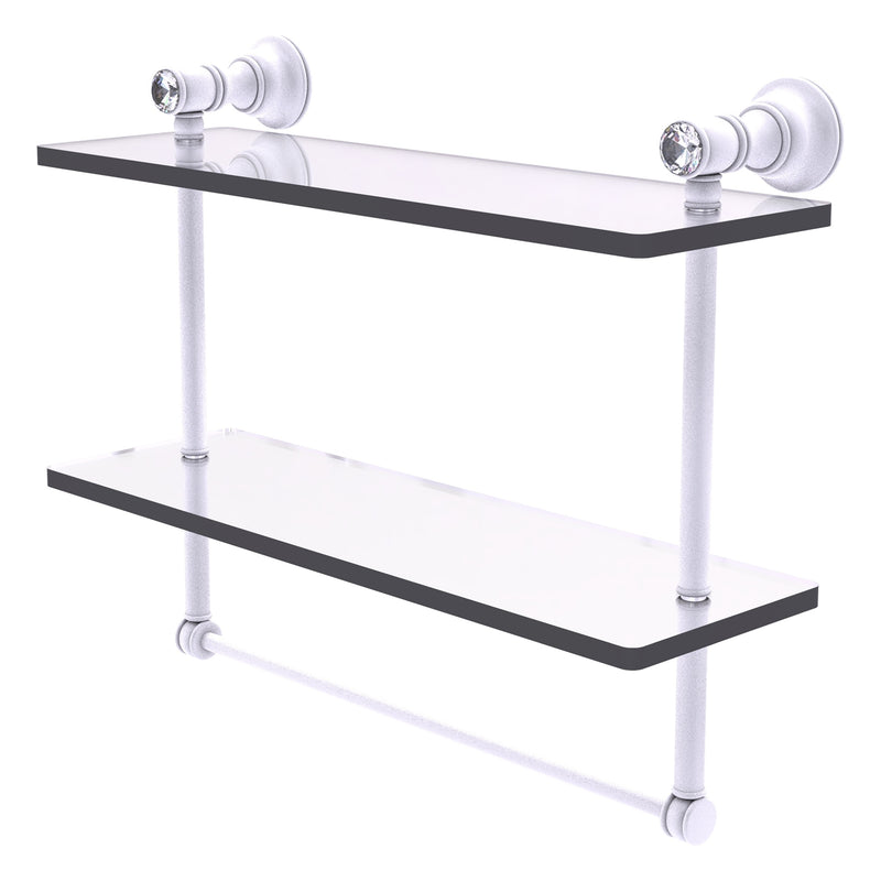 Carolina Crystal Collection Double Glass Shelf with Towel Bar