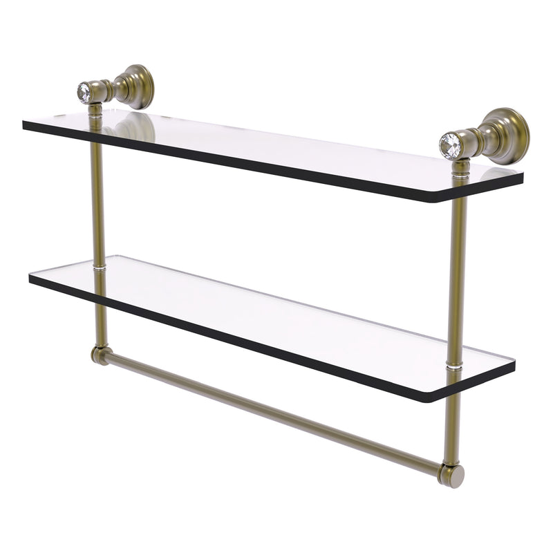 Carolina Crystal Collection Double Glass Shelf with Towel Bar