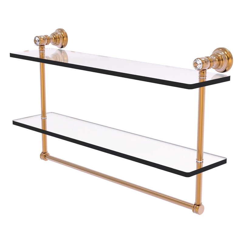 Carolina Crystal Collection Double Glass Shelf with Towel Bar