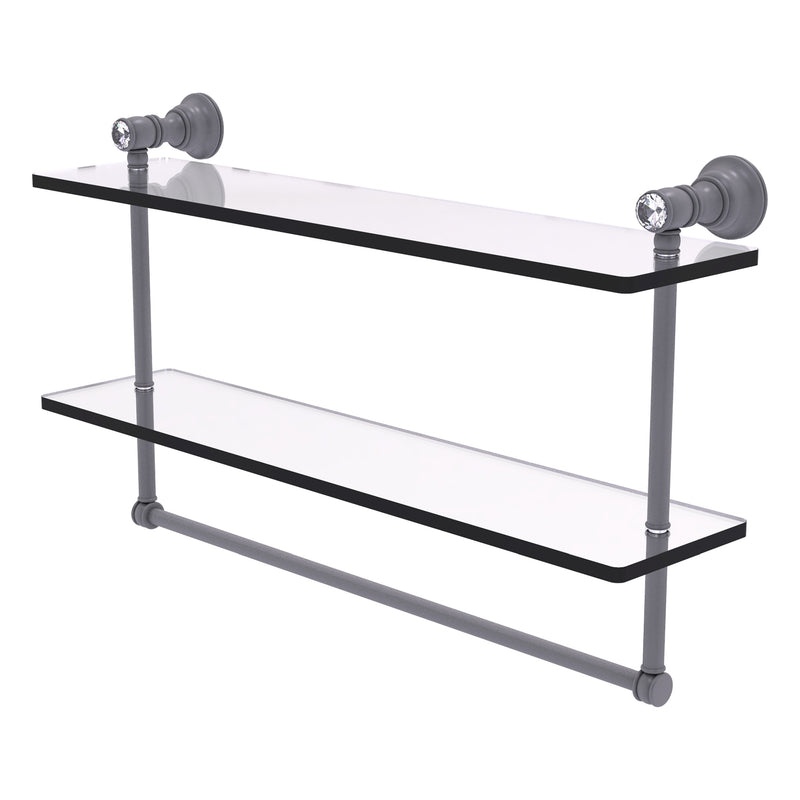 Carolina Crystal Collection Double Glass Shelf with Towel Bar