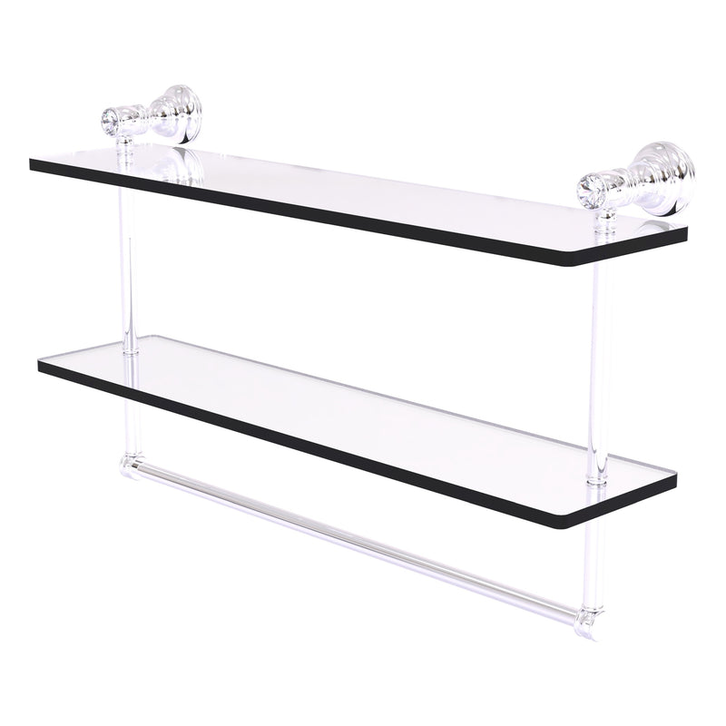 Carolina Crystal Collection Double Glass Shelf with Towel Bar