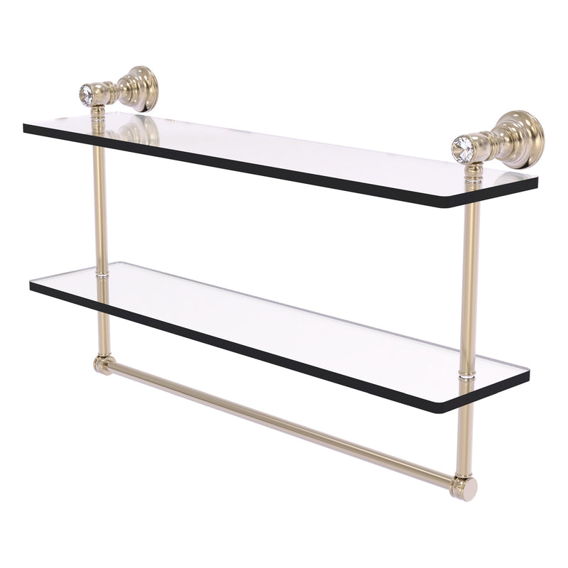 Carolina Crystal Collection Double Glass Shelf with Towel Bar