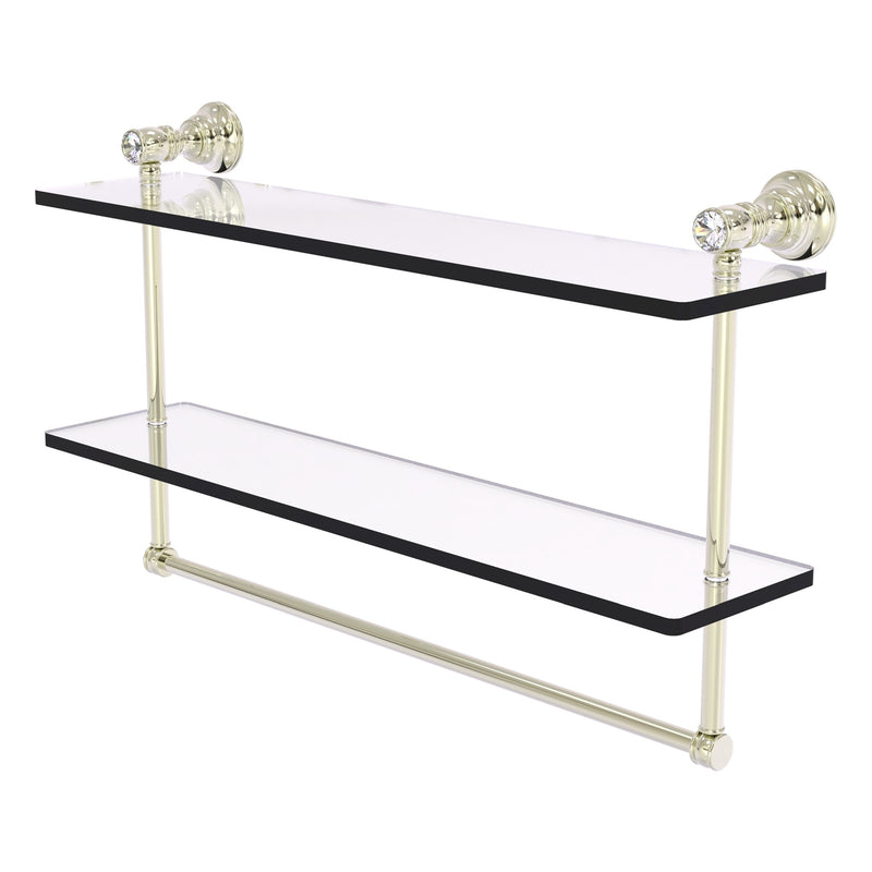 Carolina Crystal Collection Double Glass Shelf with Towel Bar