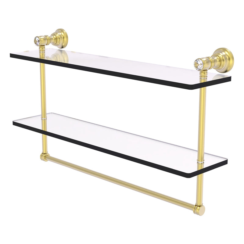 Carolina Crystal Collection Double Glass Shelf with Towel Bar