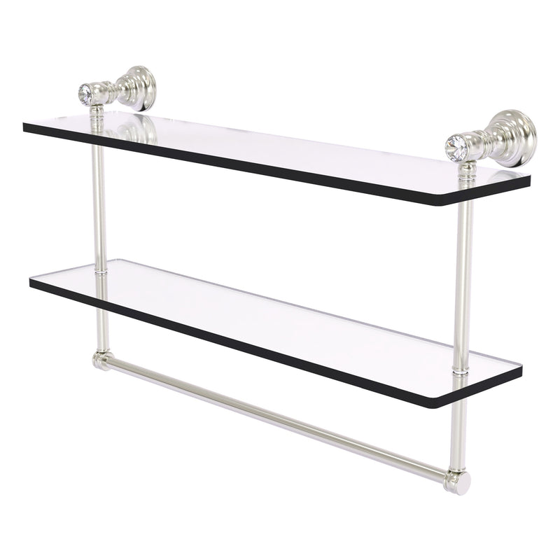 Carolina Crystal Collection Double Glass Shelf with Towel Bar