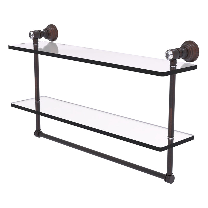 Carolina Crystal Collection Double Glass Shelf with Towel Bar