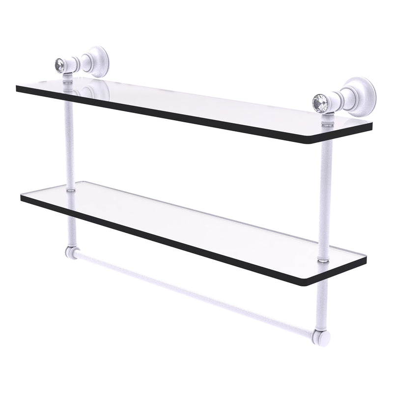 Carolina Crystal Collection Double Glass Shelf with Towel Bar