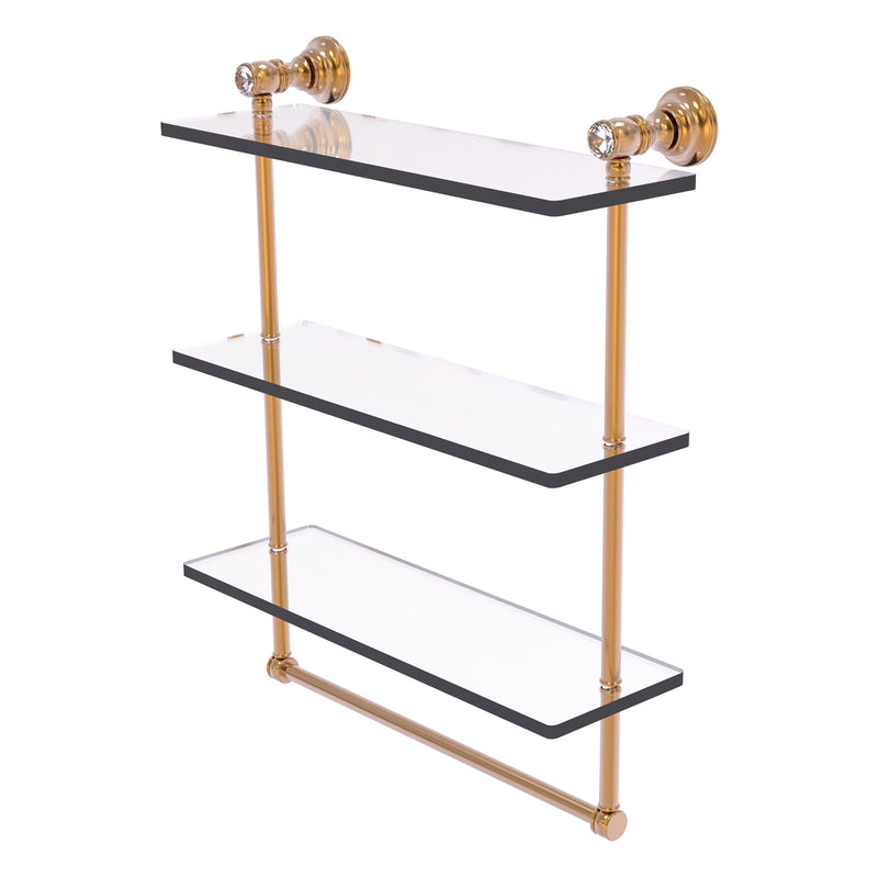 Carolina Crystal Collection Triple Glass Shelf with Towel Bar