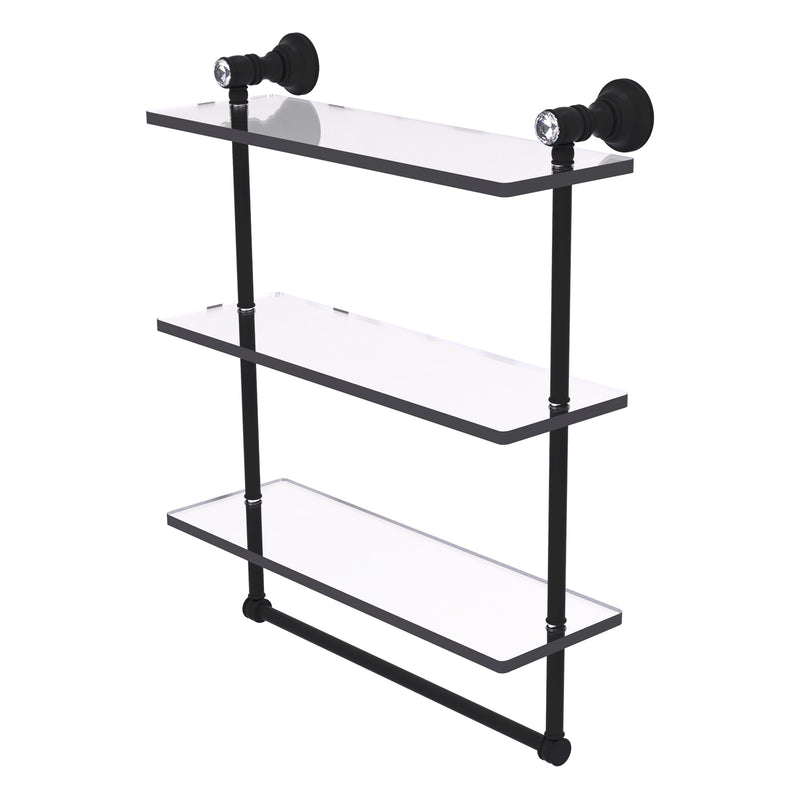 Carolina Crystal Collection Triple Glass Shelf with Towel Bar