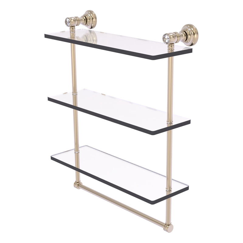 Carolina Crystal Collection Triple Glass Shelf with Towel Bar