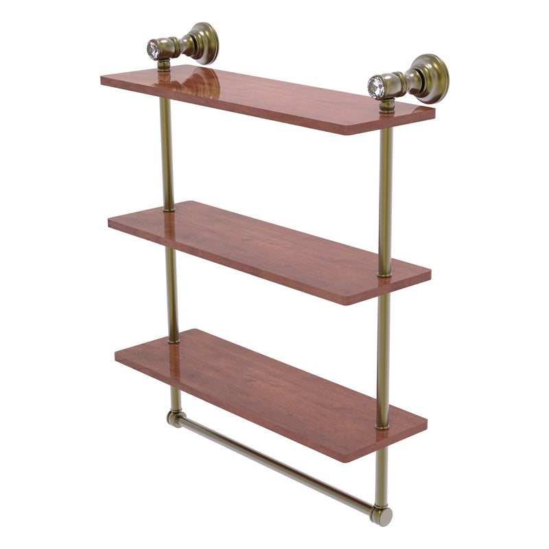 Carolina Crystal Collection Triple Wood Shelf with Towel Bar