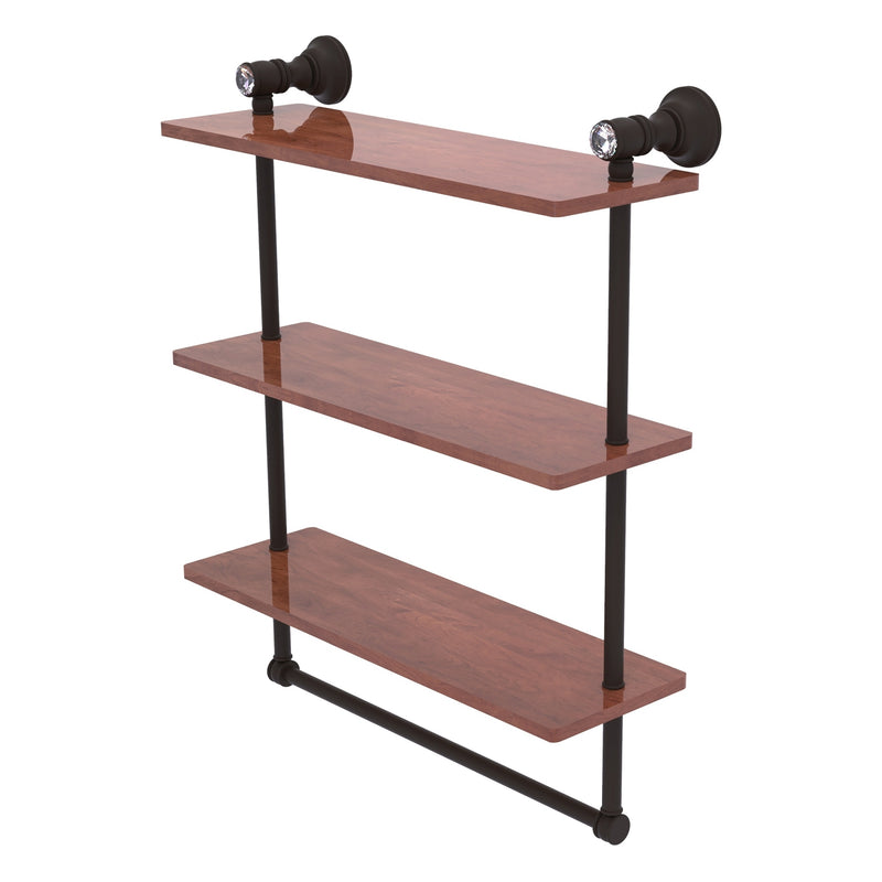 Carolina Crystal Collection Triple Wood Shelf with Towel Bar