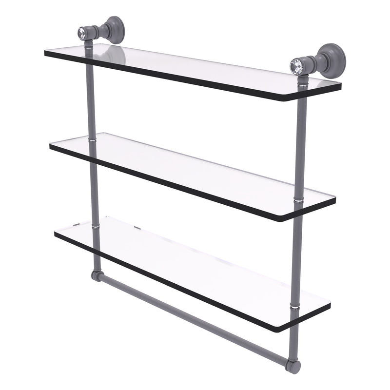 Carolina Crystal Collection Triple Glass Shelf with Towel Bar